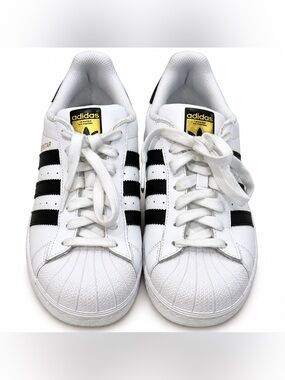 Adidas Superstar C77153 White Black Leather Shell Toe Sneakers Women’s 8.5